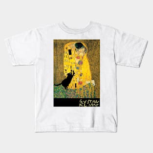 klimt&#39;s the kiss with cat added Kids T-Shirt